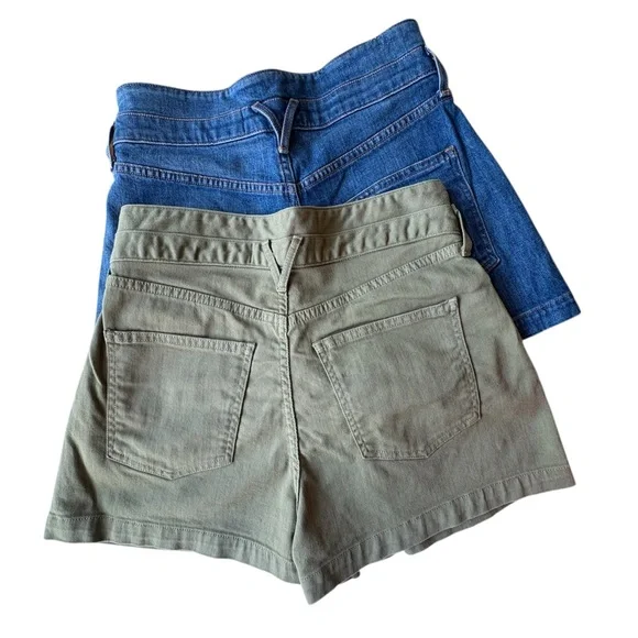 Veronica Beard 2 Jaylen High Rise Pleated Denim Shorts in Clover & Cornflower 28